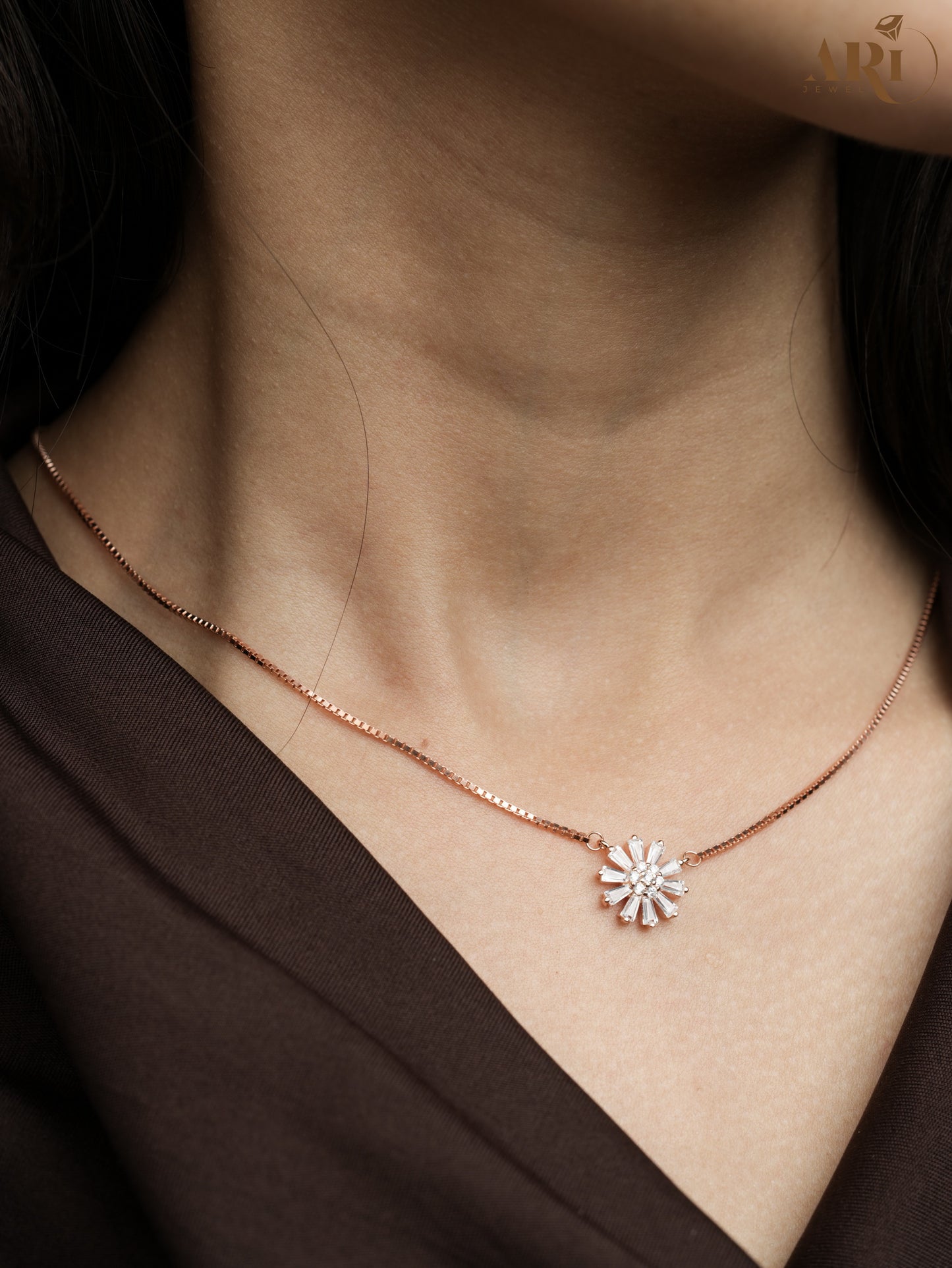 Rosegold Diamond Sunflower Chain Pendant (DI29.6)