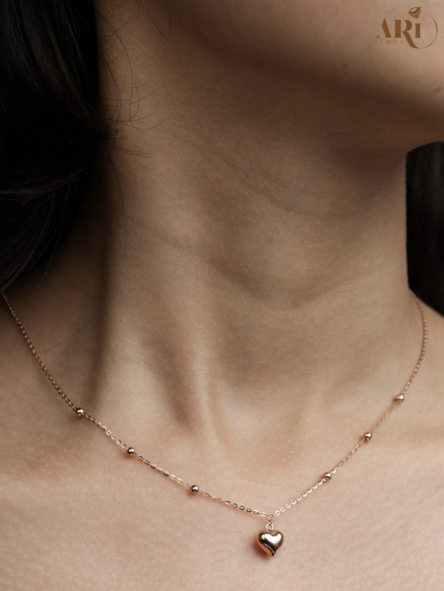 Love Heart Rosegold & Silver Chain Pendant (DI21.2)