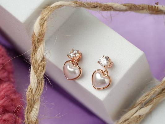 Rosegold  Hanging Heart Pearl Tops (Di12.8)