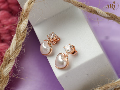 Rosegold  Hanging Heart Pearl Tops (Di12.8)