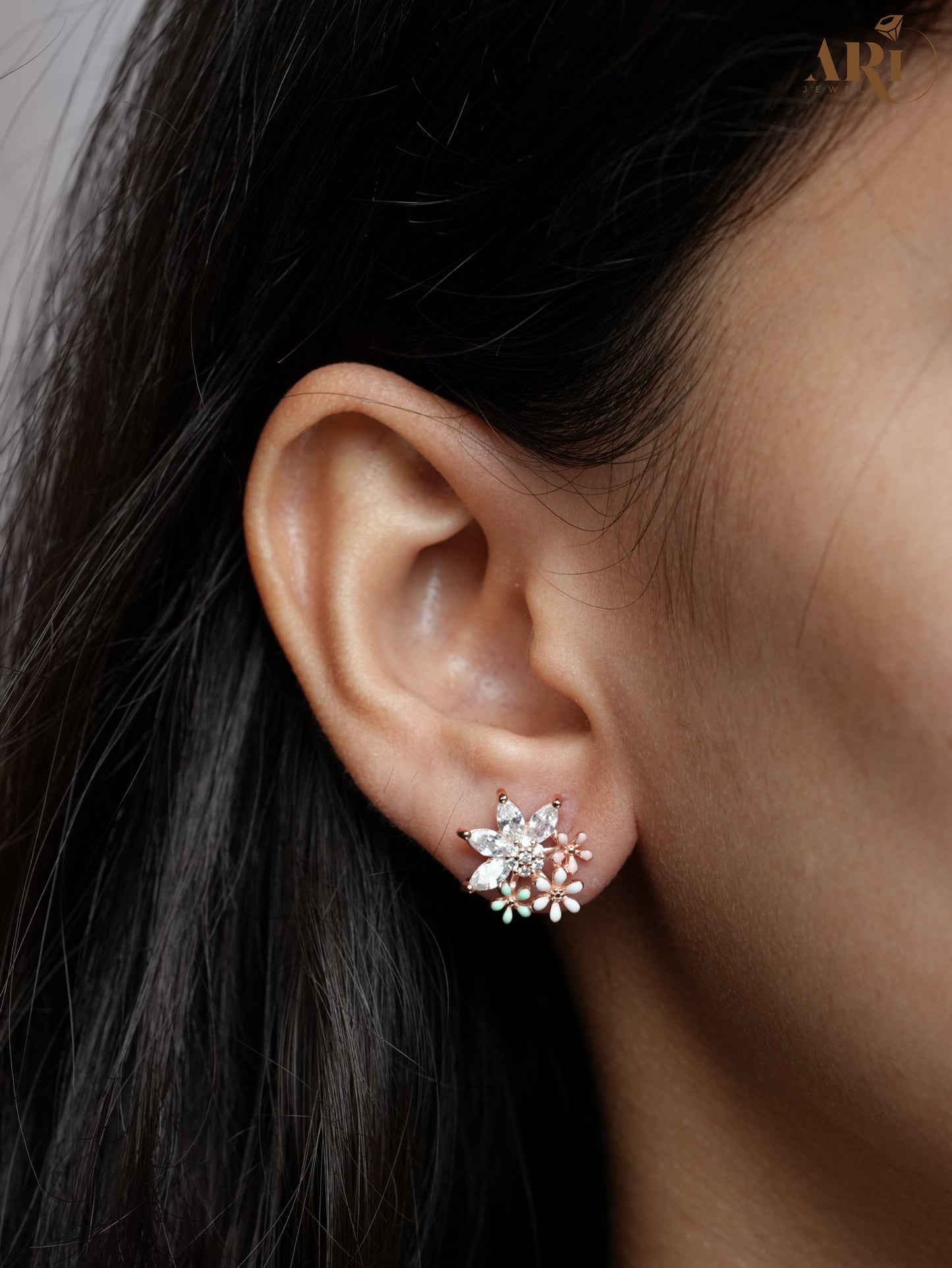 Enamel Flower Rosegold Tops (Di  21.2)