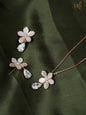 Pearl Diamond Flower Rosegold  Chain Tops Pendant Set (DI68)
