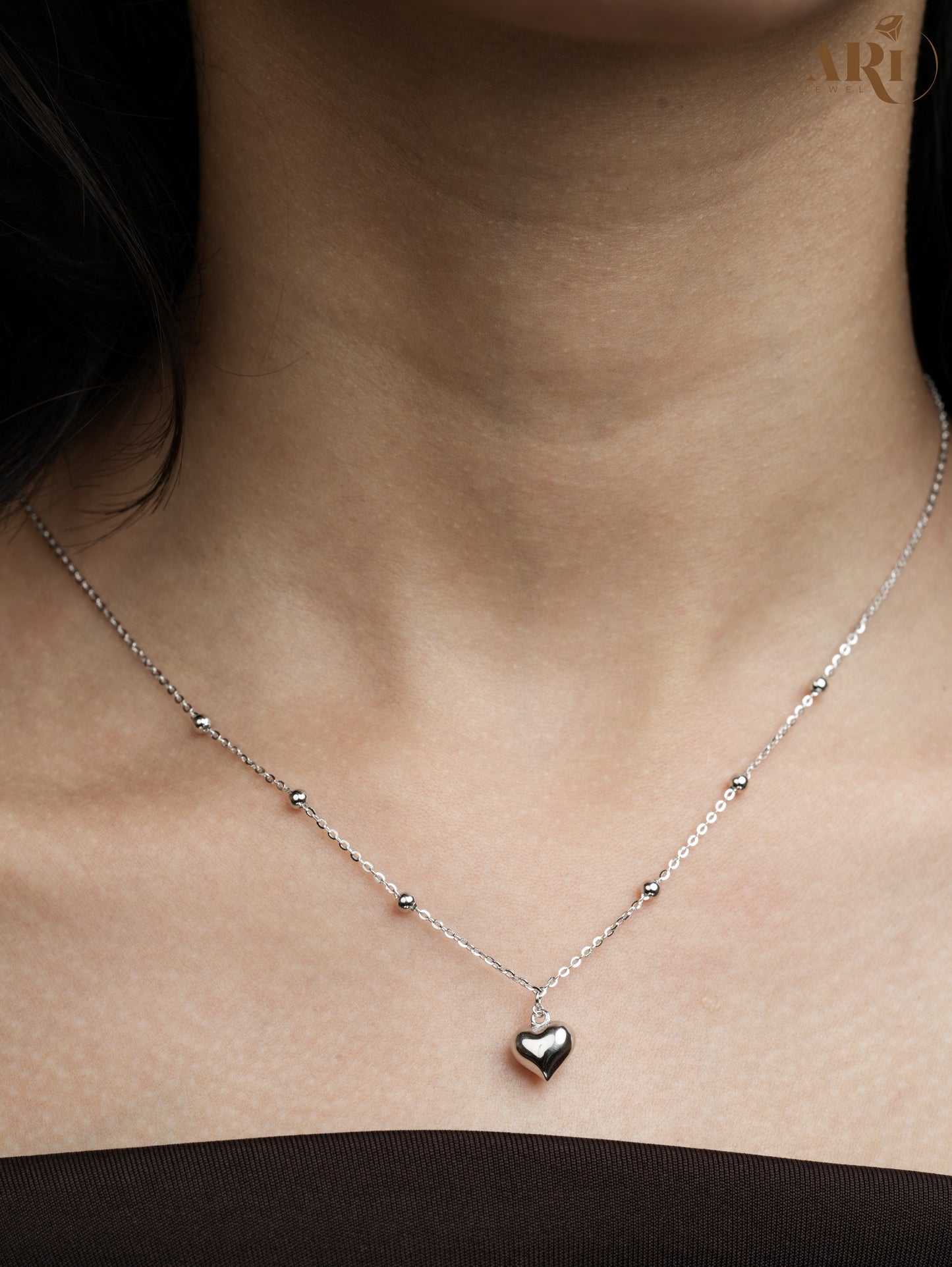 Love Heart Rosegold & Silver Chain Pendant (DI21.2)