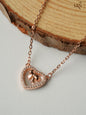 Heart Love Ribbon Rosegold Chain Pendant (DI22.8)