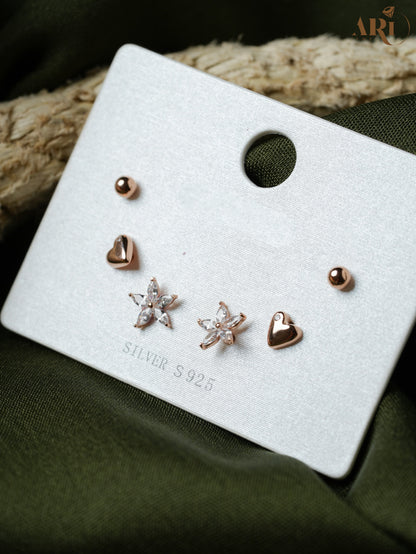 Flower Piercing Rose gold Top Set (Di18)